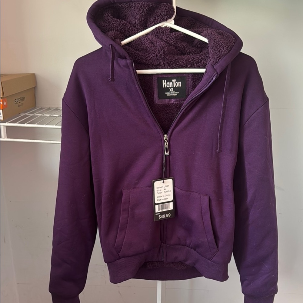 Women's Purple Sherpa-Lined Zip Hoodie